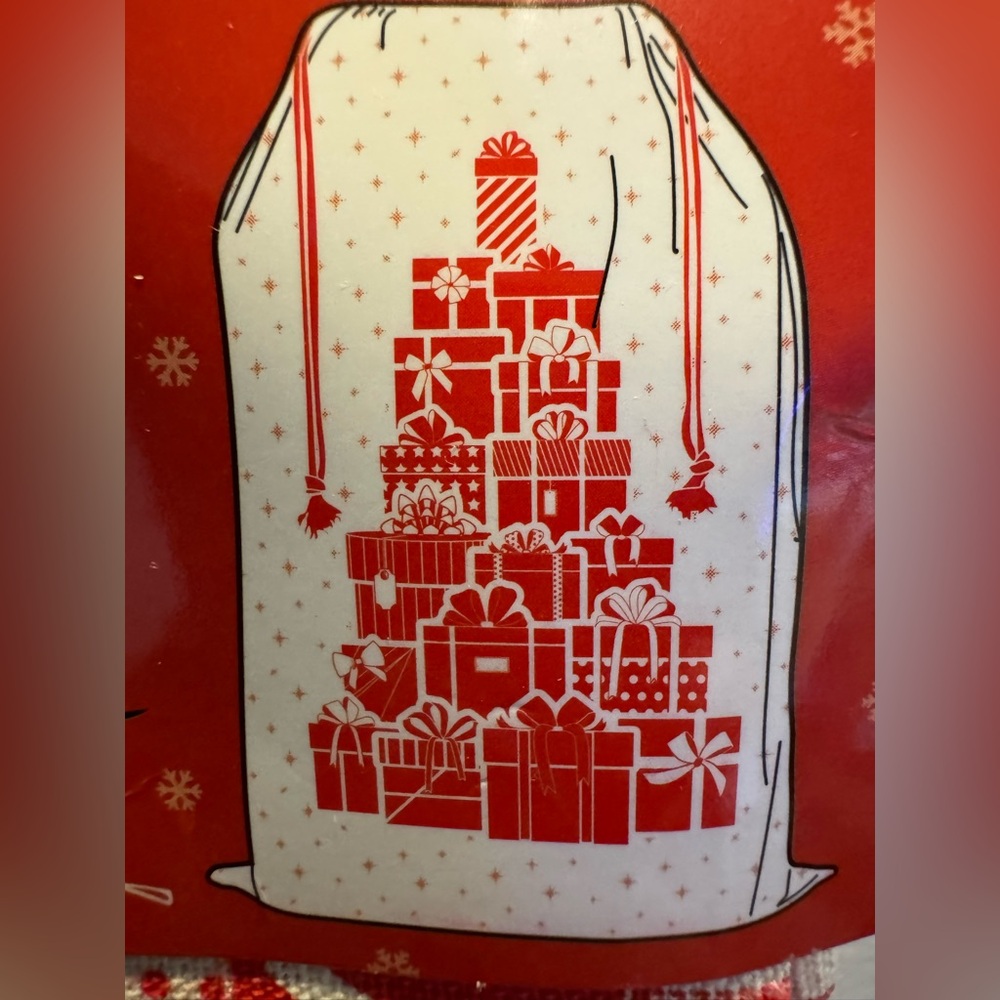 Christmas/Holiday Burlap Jumbo Reusable Gift Bag With Draw String - Picture 2 of 6